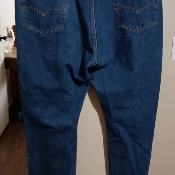 Levi Strauss 501 Blue Denim Jeans Size 46x34 Buttons Fly Straight Leg - Picture 11 of 11